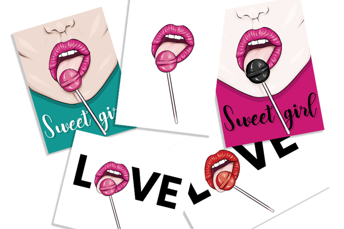 Vector illustration with lips., a Food Illustration by Vitaliy Grin (Photo 2 of 2)