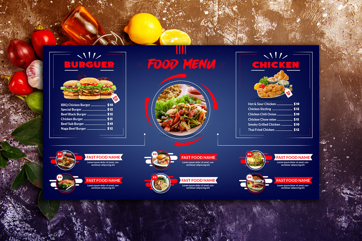Digital Food Menu Design Template, a Stationery Template by MRI STUDIO