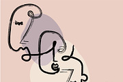 Outline brush hand drawn faces eps, a Decorative Illustration by Mary P (Thumbnail 2 of 4)