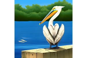 Art template, Coastal, Pelican