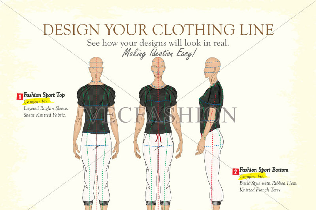 Woman Fashion Croqui Vector, an Illustration by VECFASHION