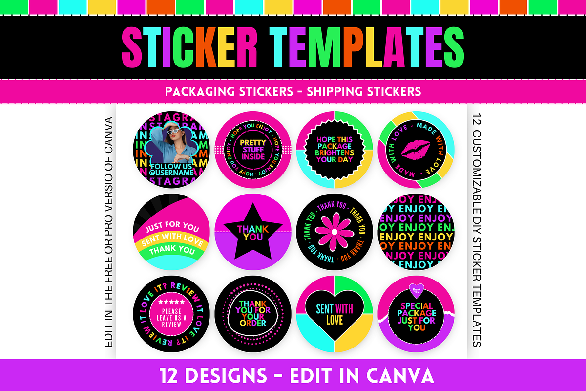 Neon Shipping Sticker Templates, a Marketing Template by SunshineStudioBoutique (Photo 1 of 10)