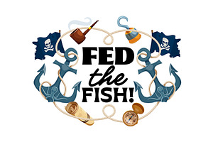 Fed the fish pirate corsair quote, an Object Illustration by Vector Tradition