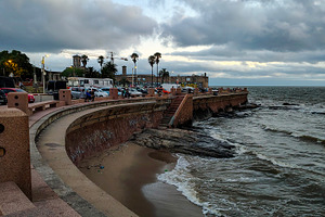 Scenic oceanfront view with historic wall, montevideo, uruguay, a Nature Photo by DanFLCreativo