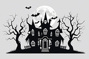 Haunted Halloween Silhouette Set, an Illustration by Creativeshirt (Thumbnail 5 of 9)