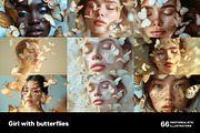 Girl with butterflies. 66 images, a Person Illustration by Handmadefont (Thumbnail 9 of 14)