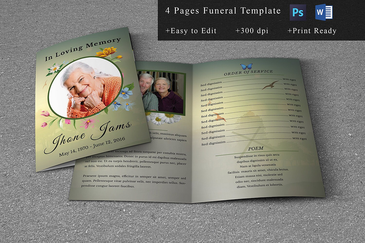 Funeral Program Template, a Brochure Template by Template Shop (Photo 1 of 3)