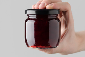 Cherry jam jar mockup JPEG, a Food & Drink Photo by Shablon