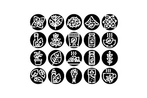 Herbs and spices glyph icons, a Food Illustration by pikepicture