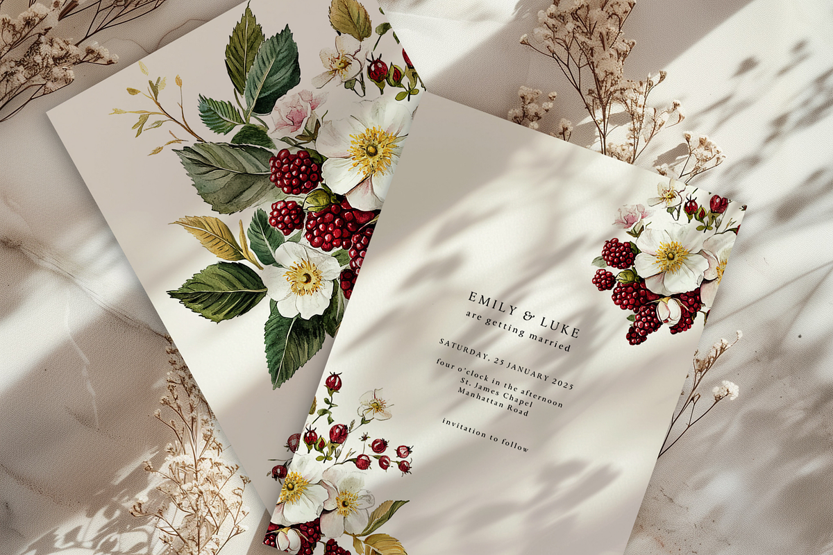 White Flowers with Berries, a Decorative Illustration by ThaismotaCreativeCo (Photo 5 of 9)