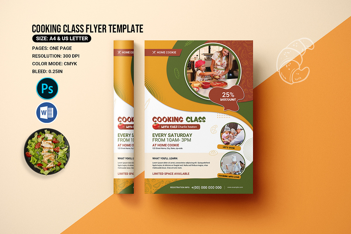 Cooking Class Flyer Template, a Flyer Template by retrographix (Photo 1 of 5)