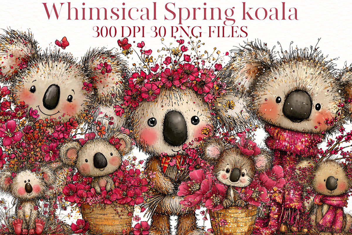 Whimsical spring koala Clipart, an Illustration by Designworld (Photo 1 of 7)