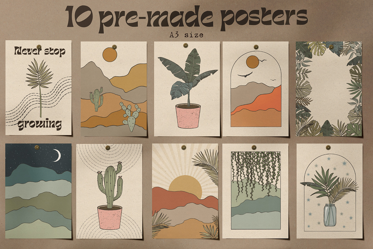 Retro botanical and landscape, a Decorative Illustration by marie dricot (Photo 11 of 13)