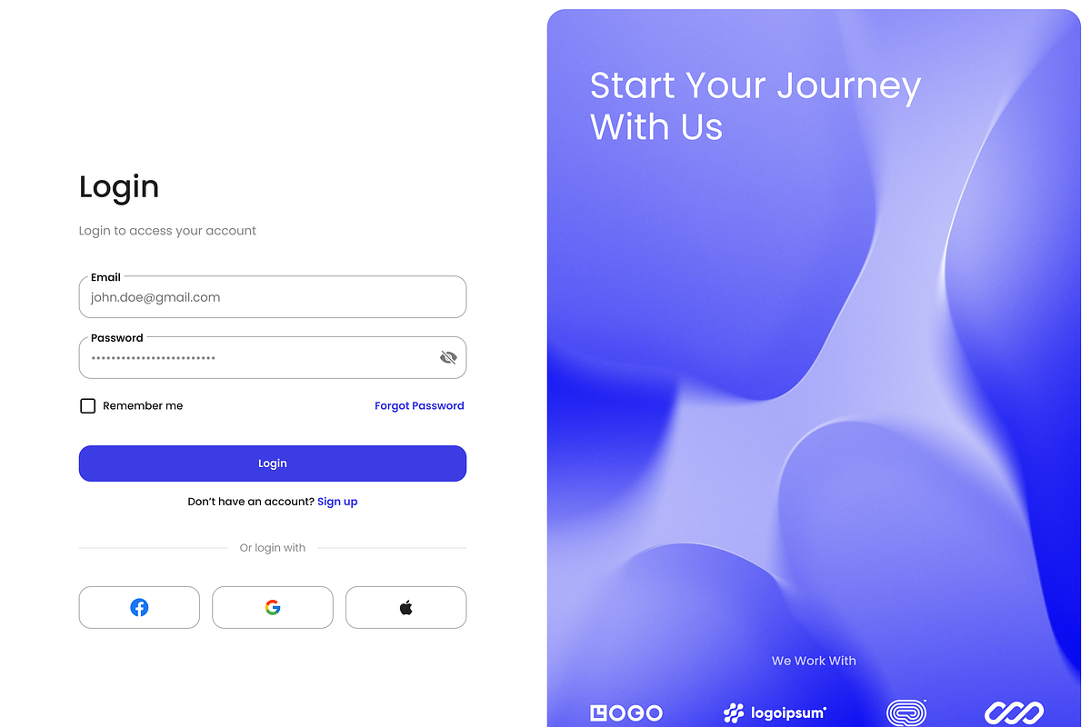 Login Signup Forget Password Page, a Landing Page Template by Hammad Arif (Photo 2 of 7)
