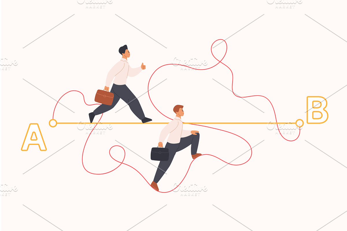Easy way solve complex problem, a Person Illustration by Lemberg Vector