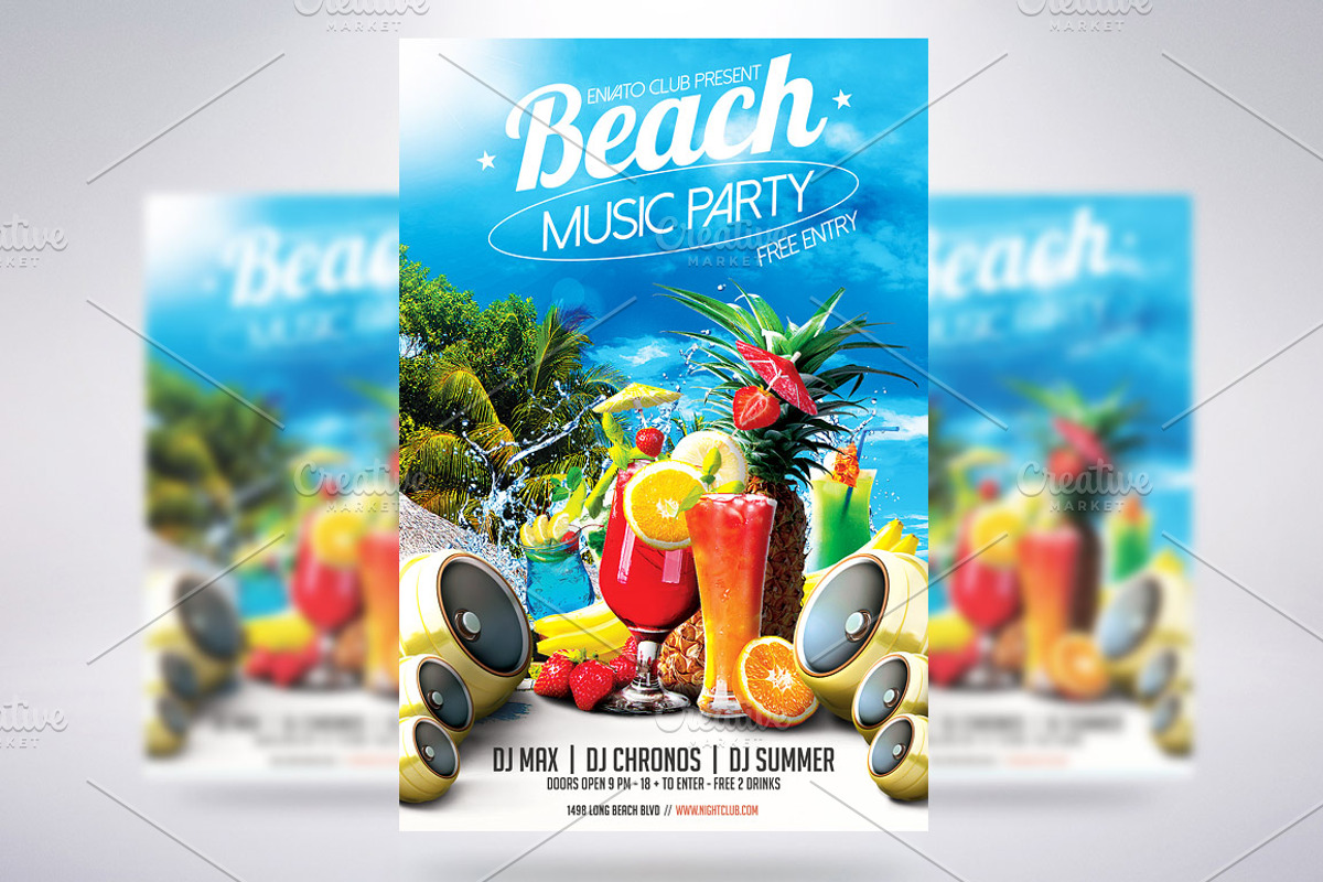 Beach Party Flyer, a Flyer Template by CREATIVE DUDE (Photo 1 of 3)