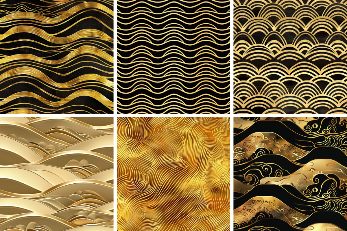 Gold Waves Seamless Patterns, a Pattern Graphic by PrintablesByFranklyn (Photo 2 of 4)