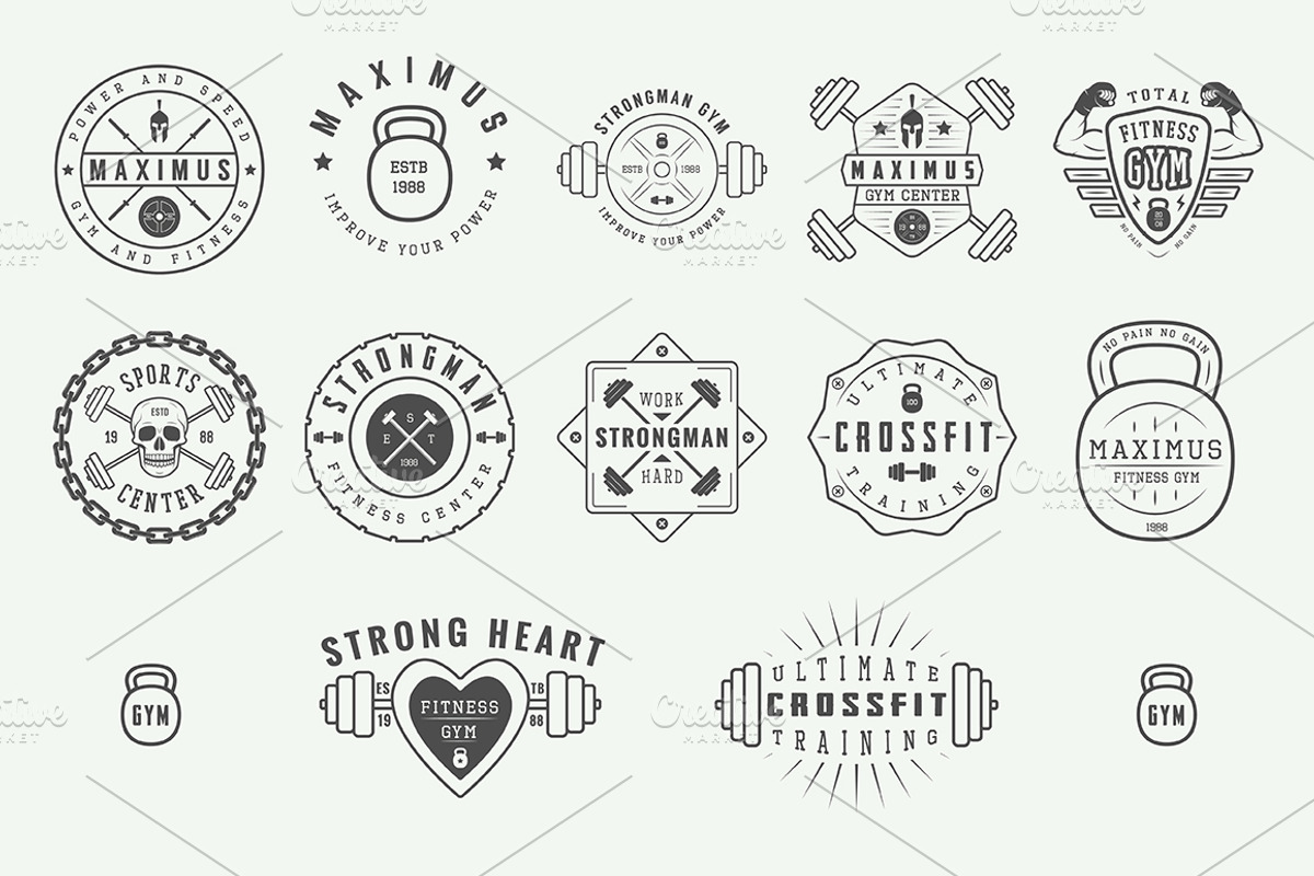 Set of vintage gym logos, a Branding & Logo Template by AkimD (Photo 8 of 9)