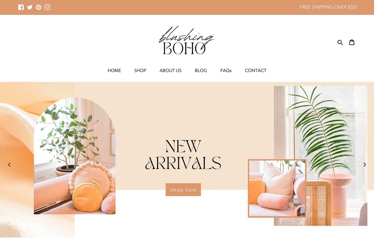 Easy Shopify Theme | Blushing Boho, a Shopify Template by Easy Website Themes (Photo 1 of 11)