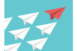 Isometric paper plane, leadership