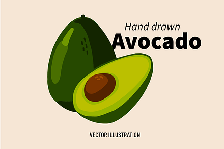 Hand drawn avocado illustration