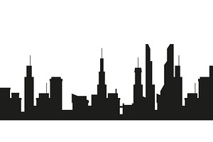 City Silhouette On White Background.