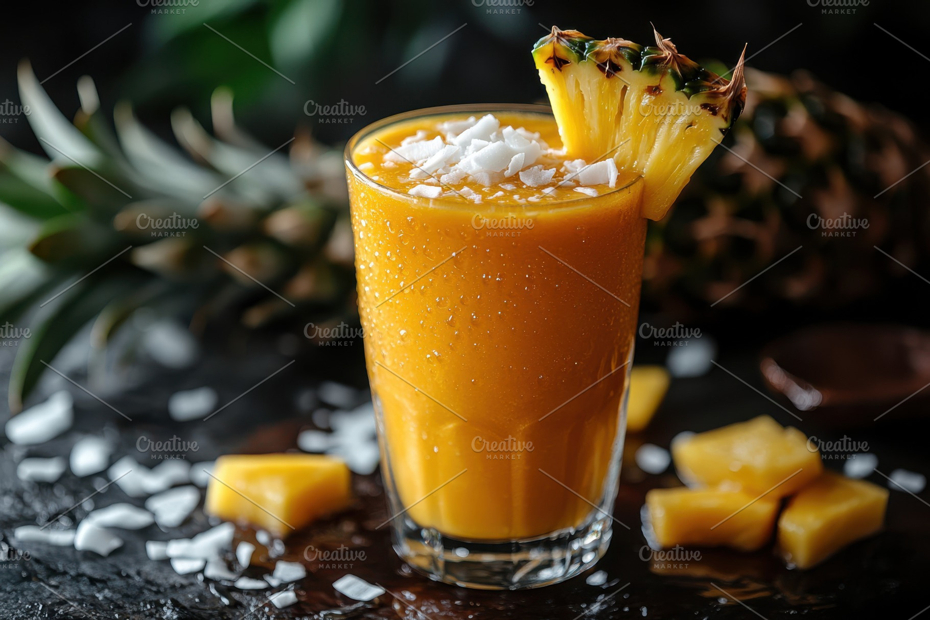 Refreshing Pineapple Coconut Smoothi, a Food & Drink Photo by Pixeness Studio