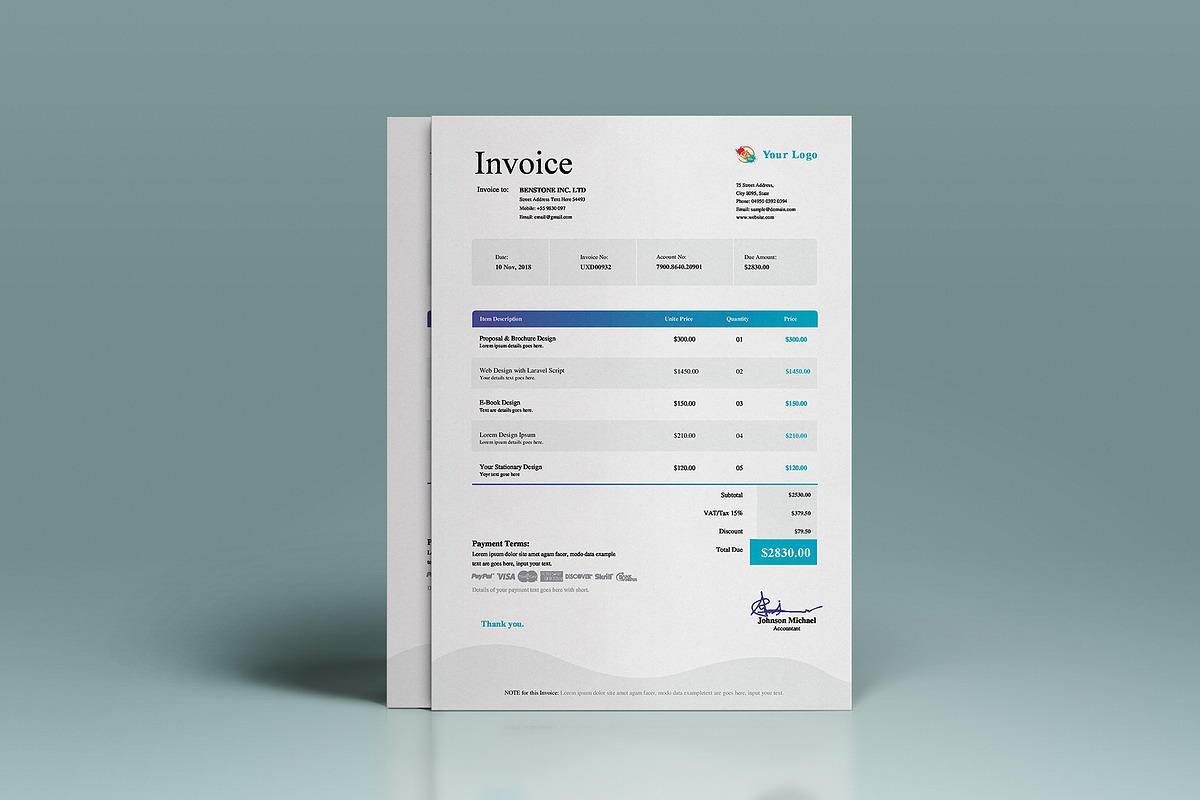 Ms Word Invoice Template, a Stationery Template by GreenPixi (Photo 3 of 4)