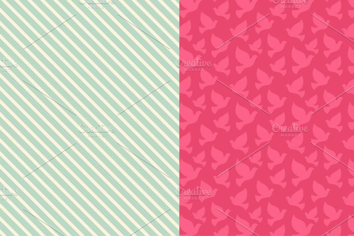 Stripes and dove seamless patterns preview 3