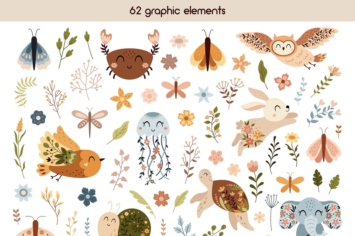 Floral animals collection, an Animal Illustration by JulzaArt (Photo 2 of 9)