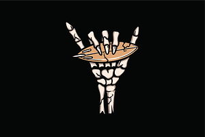 Skeleton Hand with Surfboard, an Object Illustration by nomlimo.com