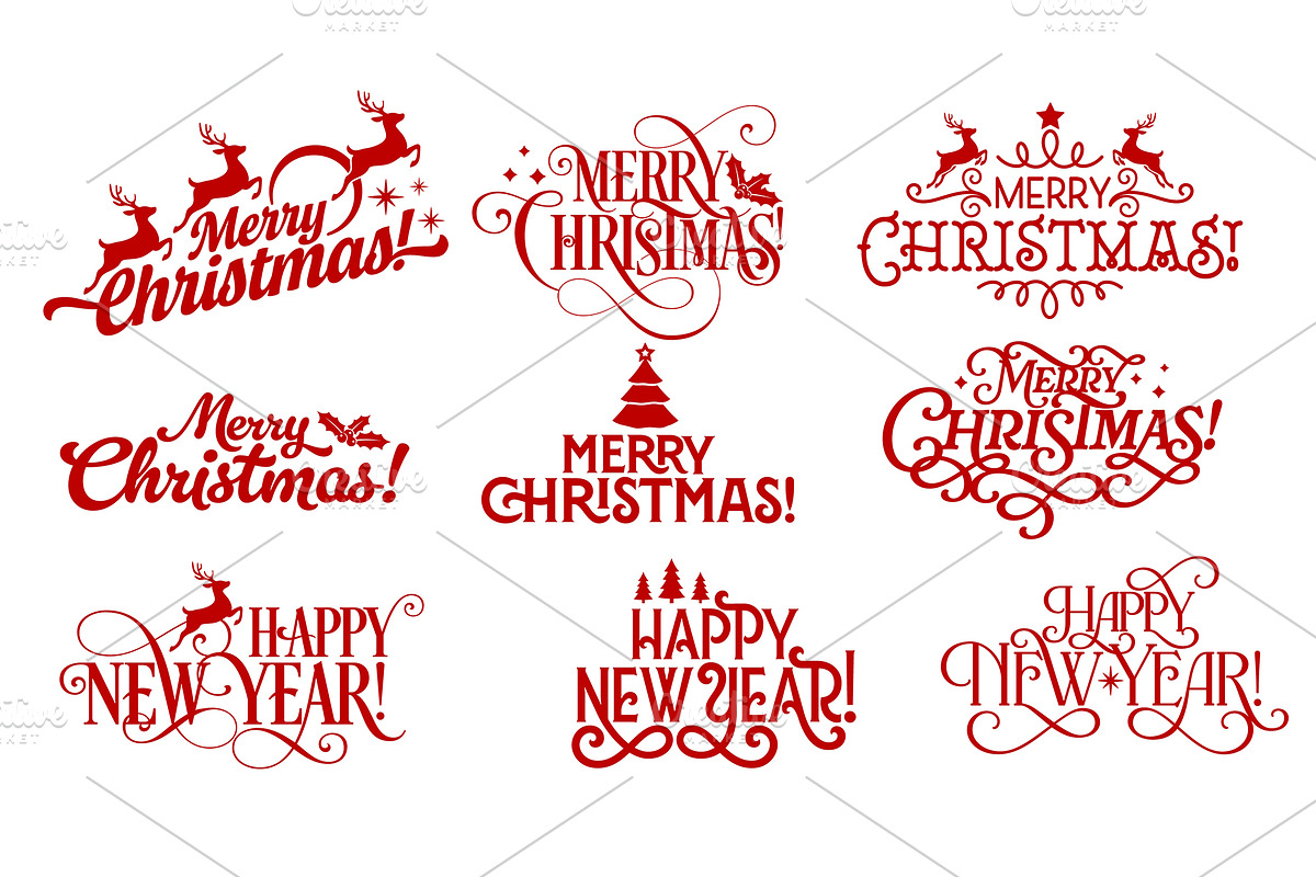 Merry Christmas happy New Year, a Seasonal Illustration by Seavector Studio (Photo 2 of 3)
