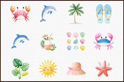 Summer Watercolor Clipart Set, an Illustration by Sublimation Artist (Thumbnail 3 of 6)