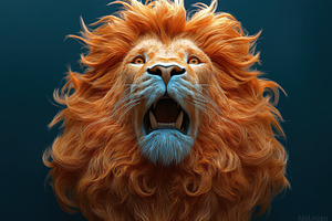 Majestic lion with vibrant mane roar, a Photo by Tanuart