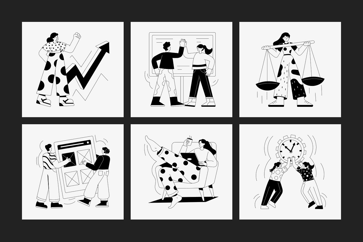 Animated Monochrome Illustration Set, an Object Illustration by Vectors Market (Photo 4 of 5)