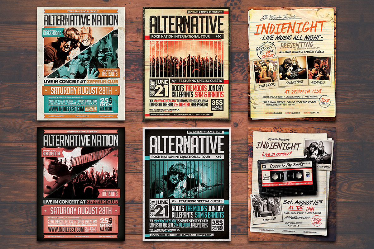 12 Indie Flyers Bundle + FB Covers, a Flyer Template by Graphicdome (Photo 2 of 5)