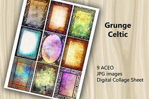 9 ACEO JPG Images - Grunge Celtic