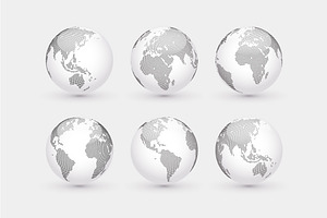 Set of vector dotted globes + Bonus, a Work Illustration by Greeek