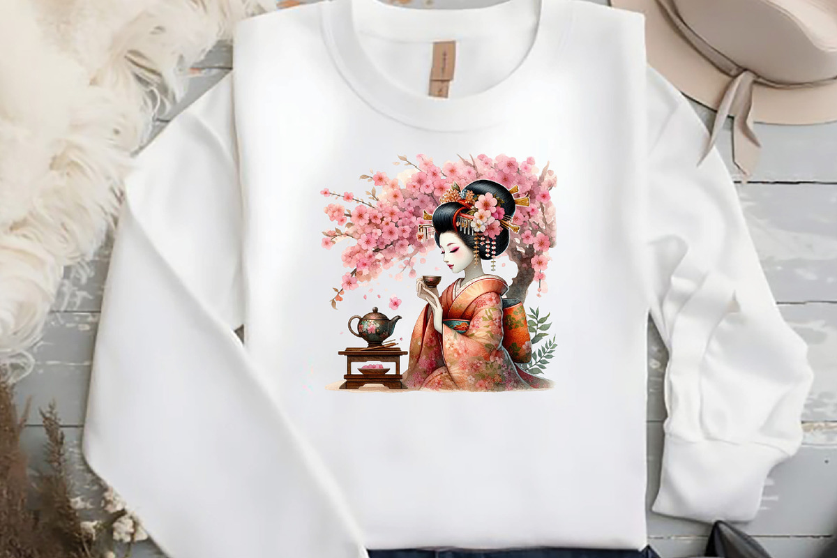 Japanese Geisha Clipart, Asian Beaut, an Illustration by DreamCafeArt (Photo 4 of 7)