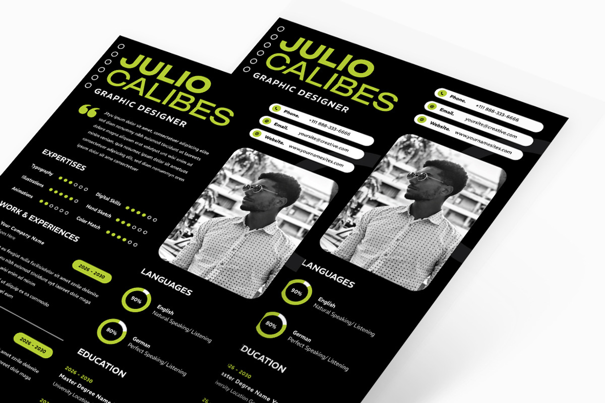 Black Resume CV, a Resume Template by iDoodle Studio (Photo 4 of 4)