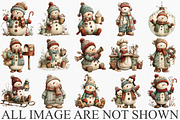 Merry Christmas Snowman Clipart, an Illustration by Canvas Craft (Thumbnail 3 of 6)