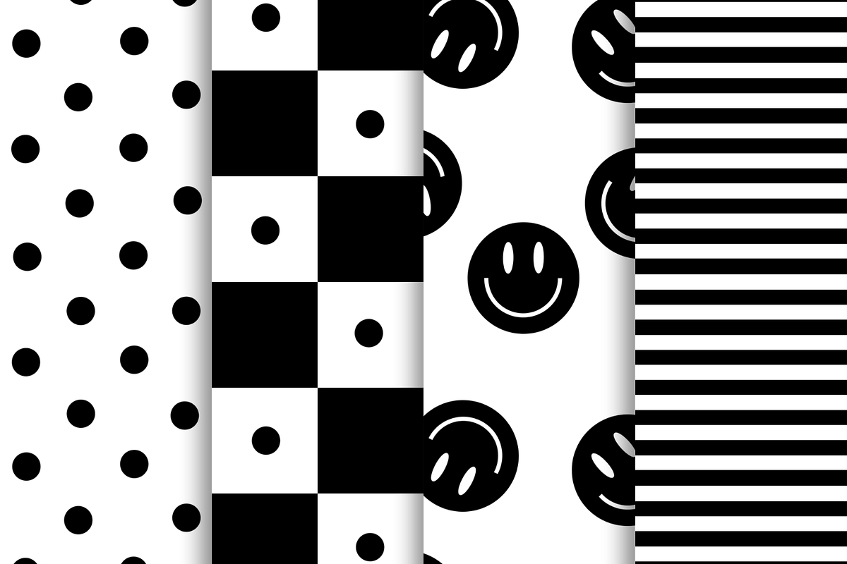 Black & White Seamless Patterns, a Pattern Graphic by OwlAndFern (Photo 3 of 8)