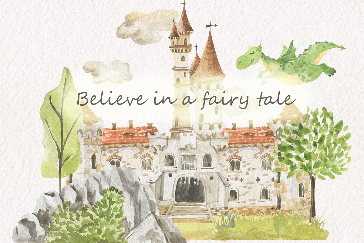 Fairy tale watercolor set, an Illustration by Love Watercolor Store (Photo 9 of 9)