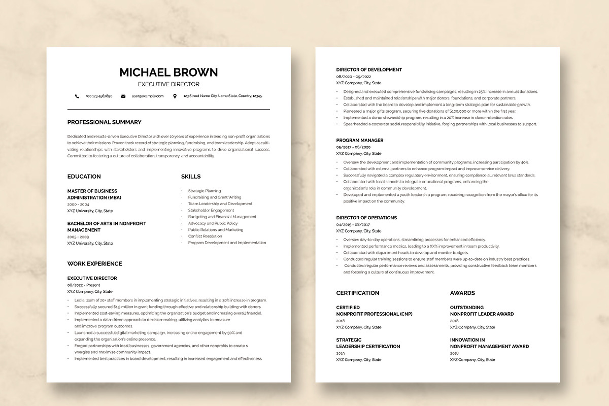 Executive Director Resume Template, a Resume Template by ResumeInventor (Photo 3 of 9)