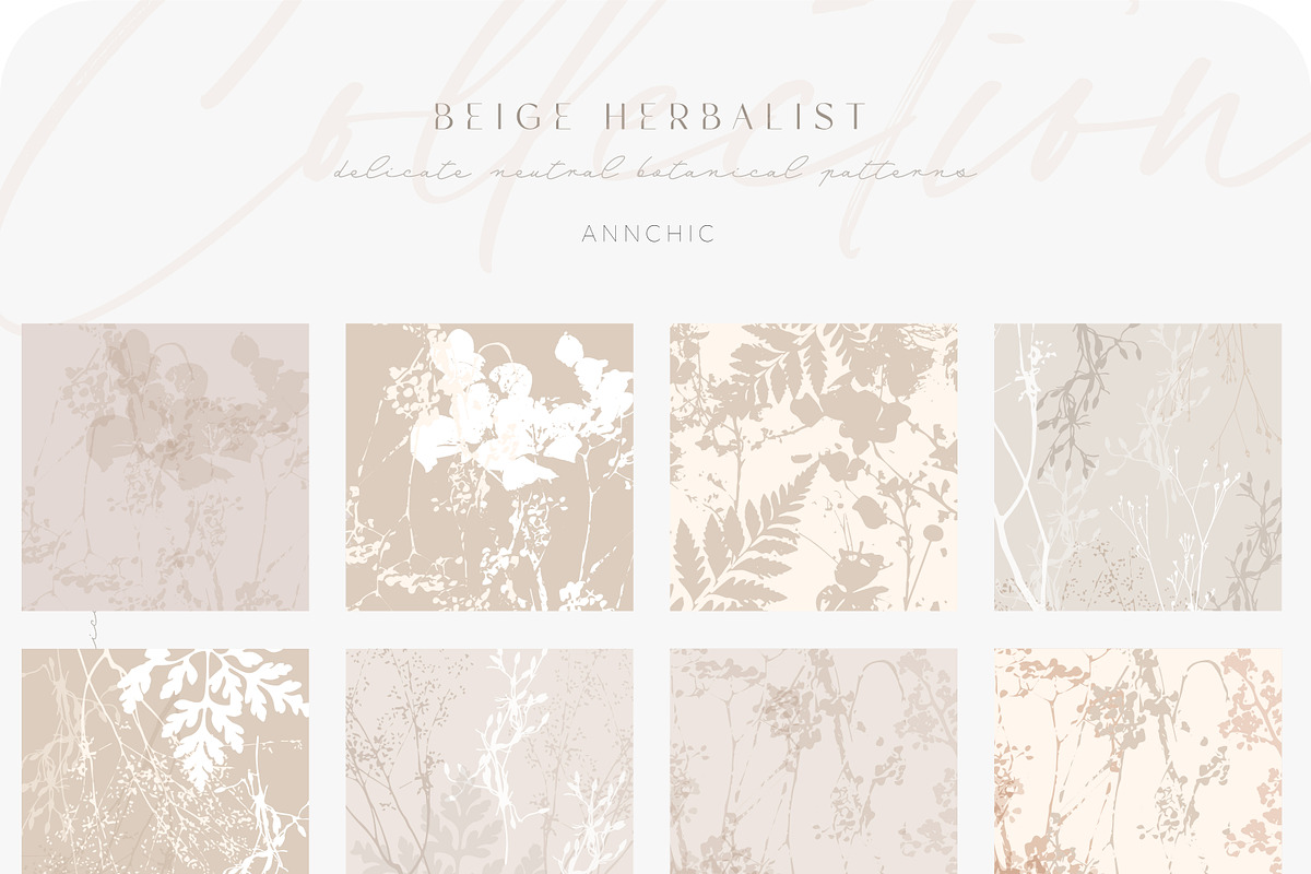 Beige botanical pattern collection, a Pattern Graphic by Anna Sokol (Photo 14 of 16)