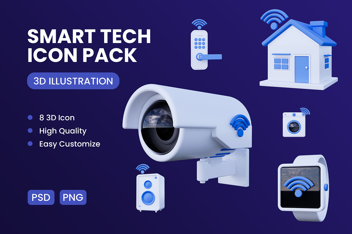 Smart Tech 3D Icon Pack #3, an Object 3D Model by deviapuspitasari2 (Photo 1 of 2)