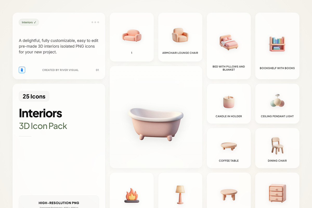 3D Interior Icons, an Emoji Icon by River Visual (Photo 1 of 5)