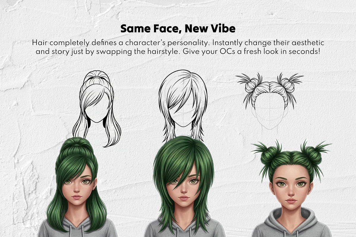 1500+ Hair Procreate Bundle, a Brush Add-On by Selentaori Studio (Photo 13 of 15)