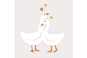 Goose Hugs couple. Cute Hugging, an Animal Illustration by Toltemara