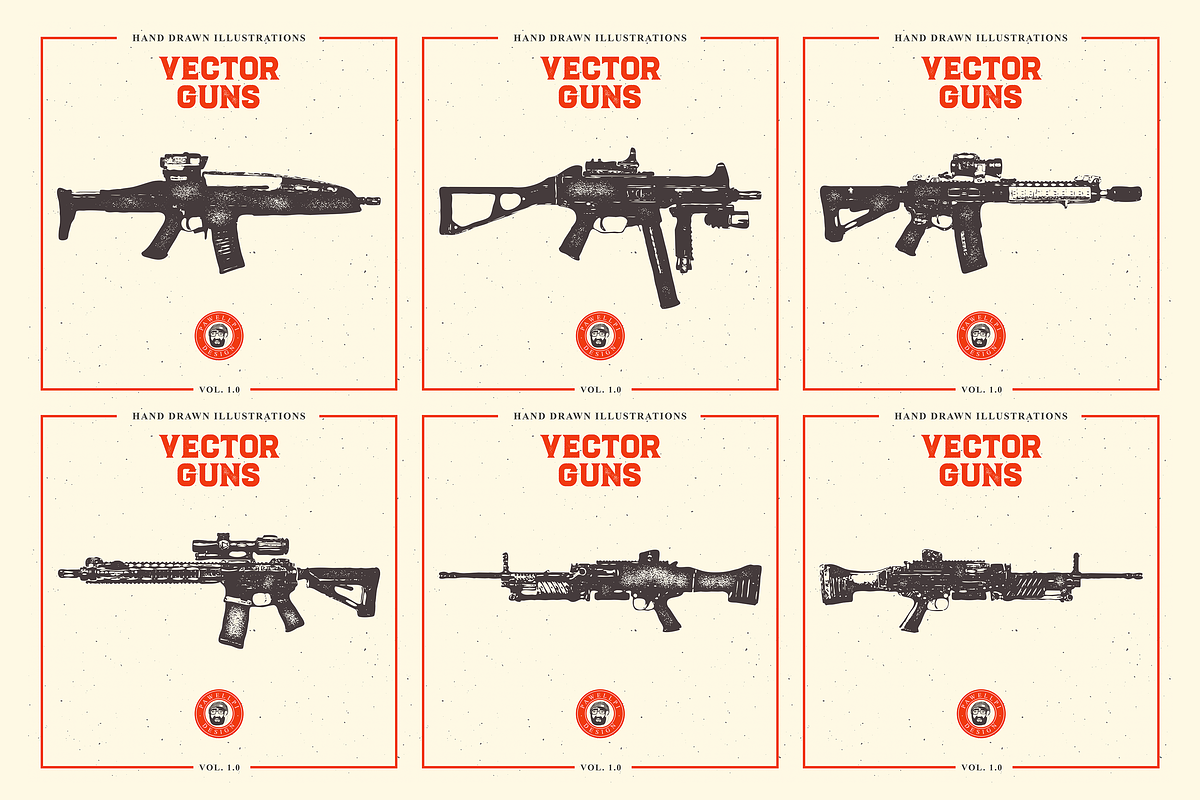 VECTOR GUNS HAND DRAWN BUNDLE 1.0, an Illustration by pawellpi